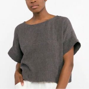 Elizabeth Suzann Georgia Tee - Charcoal - Linen Gauze - OSM